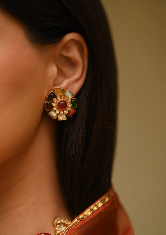 Sterling Silver Navrasa Detachable Studs Earrings