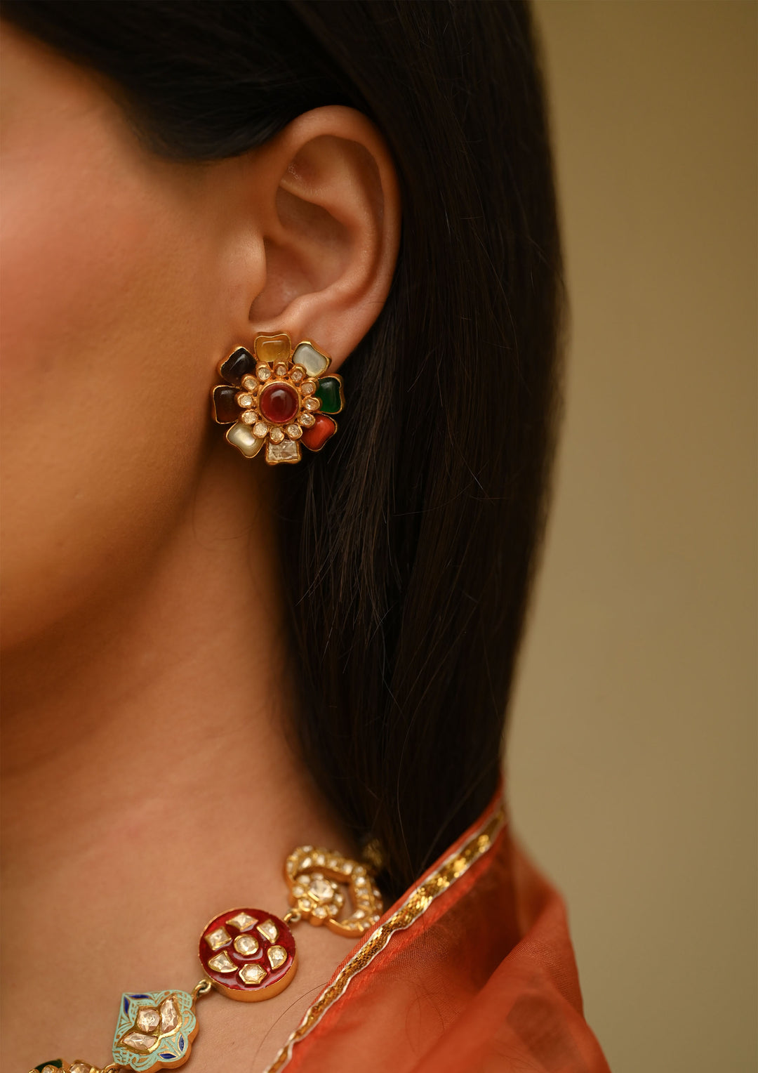 Sterling Silver Navrasa Detachable Studs Earrings