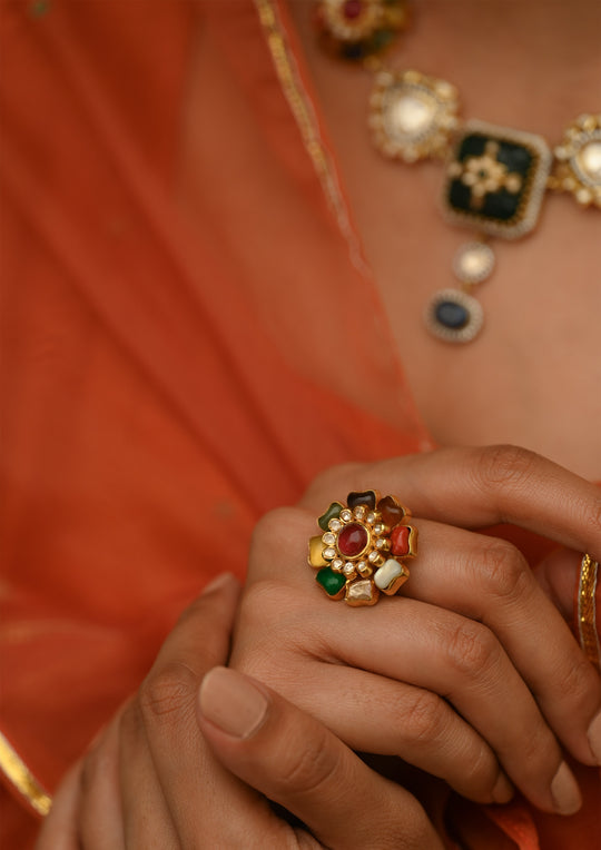 Sterling Silver Navrasa Ring