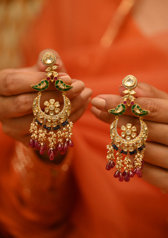 Sterling Silver Gulbagh Chaandbali Earrings