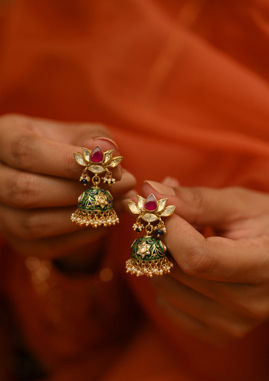 Sterling Silver Padmakunja Jhumka Earrings