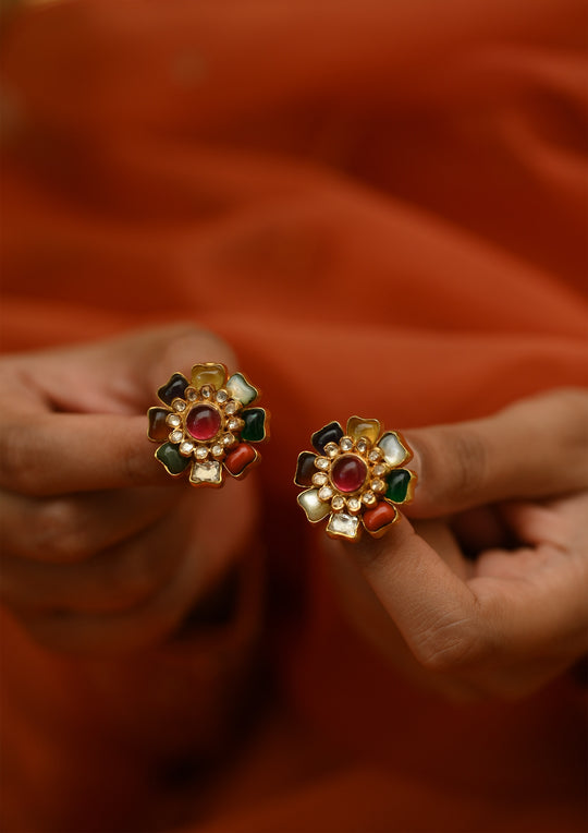 Sterling Silver Navrasa Detachable Studs Earrings