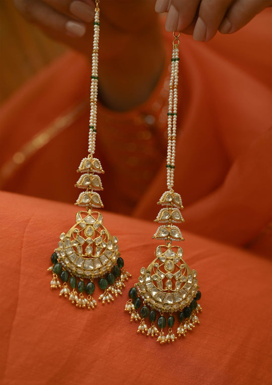 Sterling Silver Rajnigandha Chaandbali Earrings with Kanauti