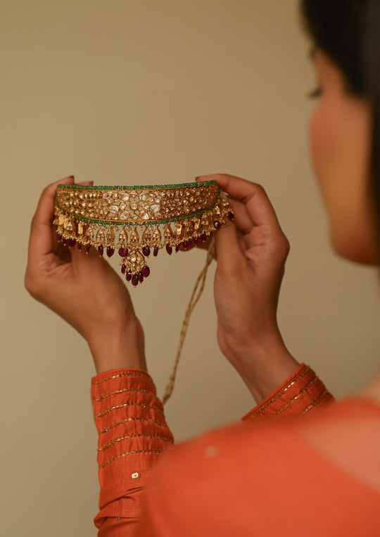 Sterling Silver Vrindavan Aadh Necklace