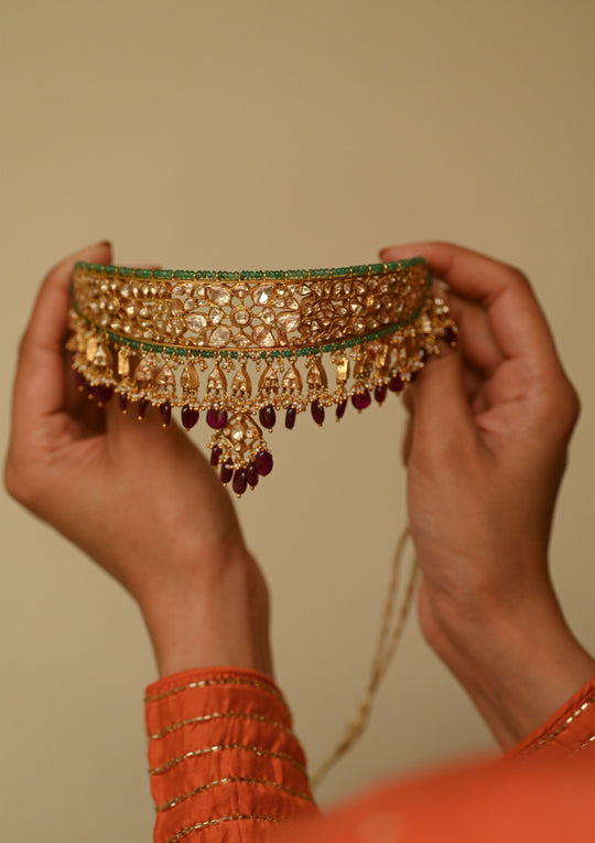 Sterling Silver Vrindavan Aadh Necklace