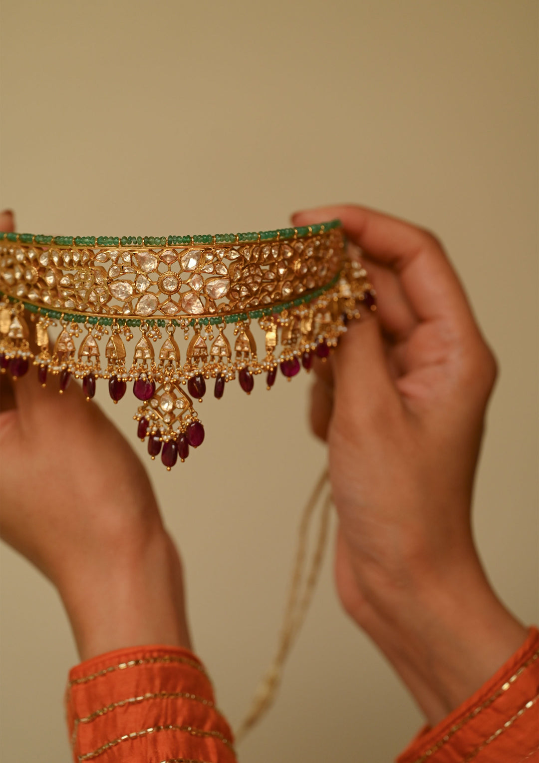 Sterling Silver Vrindavan Aadh Necklace