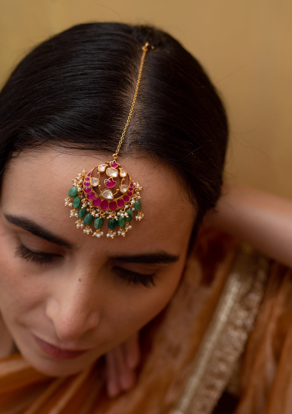 Sterling Silver Chanderi Multicolored Maangtika