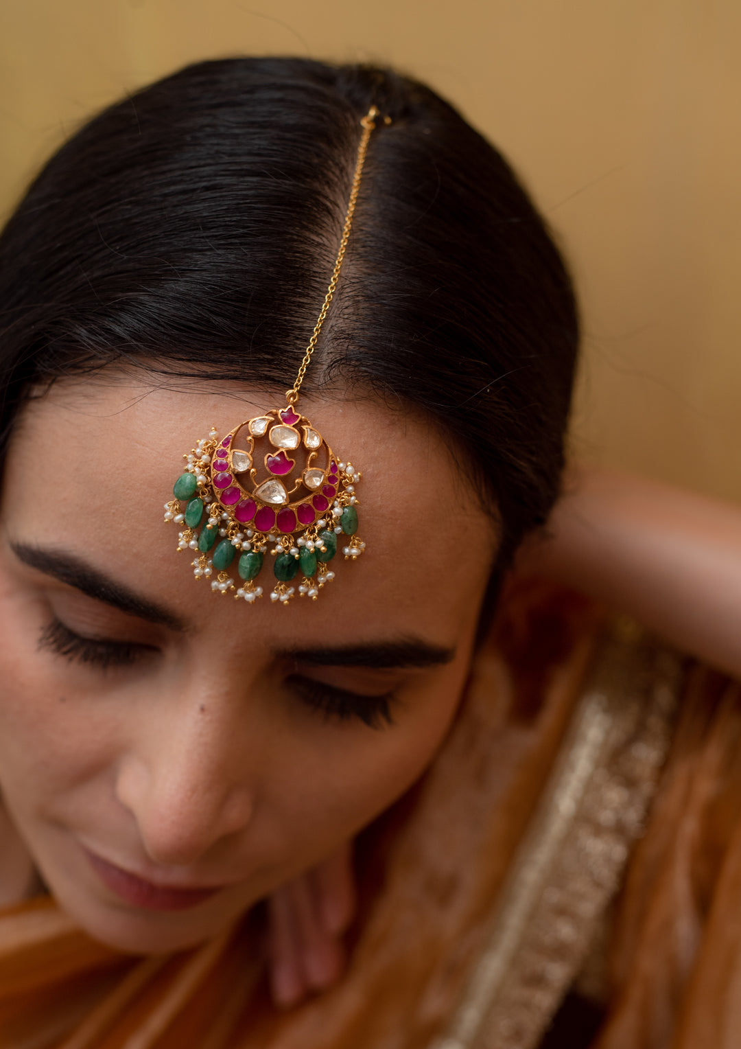Sterling Silver Chanderi Multicolored Maangtika