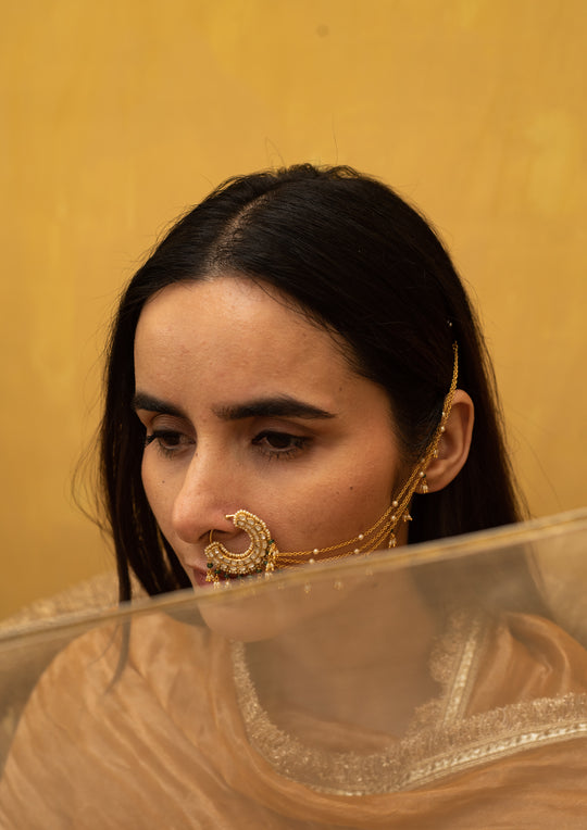 Bikaner Emerald Bridal Nath (Clip-On)