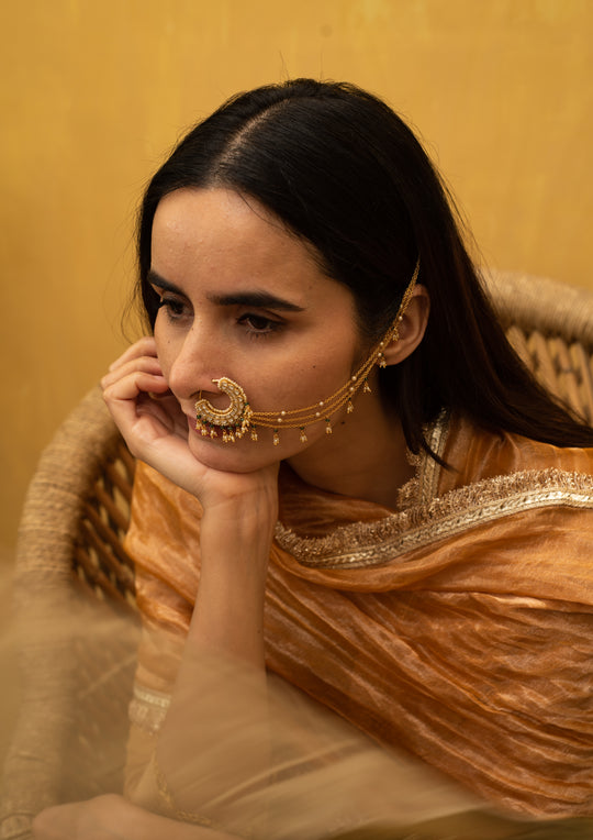 Bikaner Emerald Bridal Nath (Clip-On)