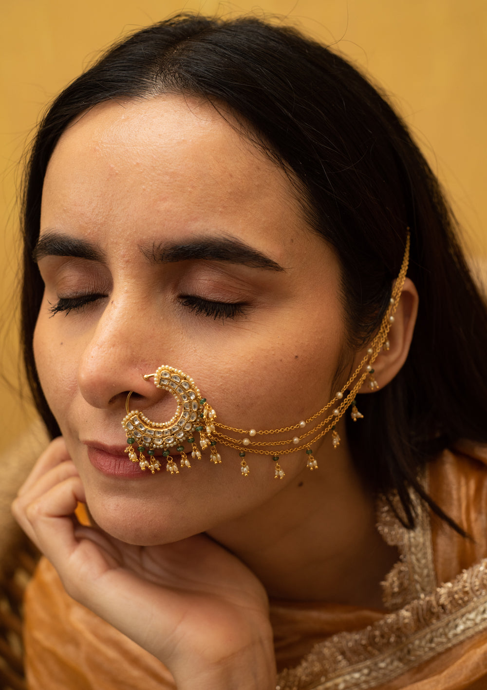 Bikaner Emerald Bridal Nath (Clip-On)