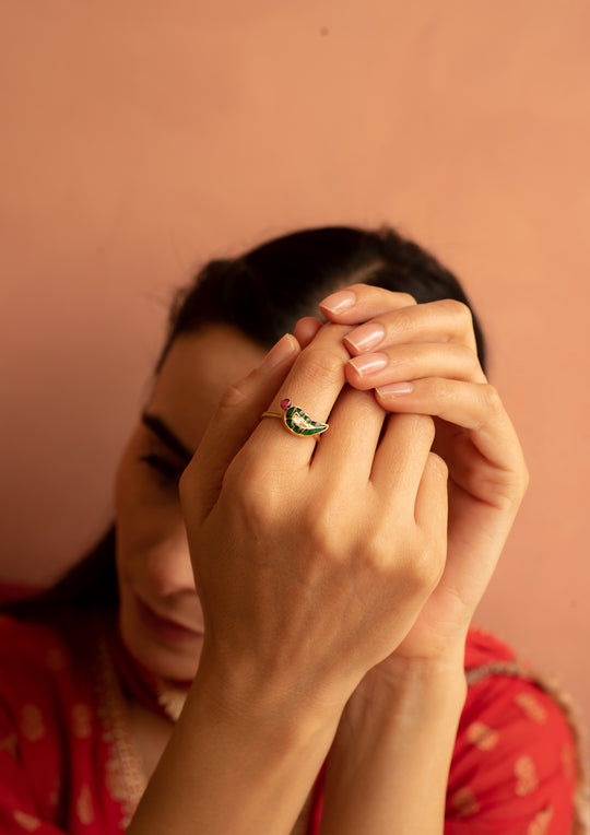 Sterling Silver Chiraiya Multicolored Ring (Adjustable)