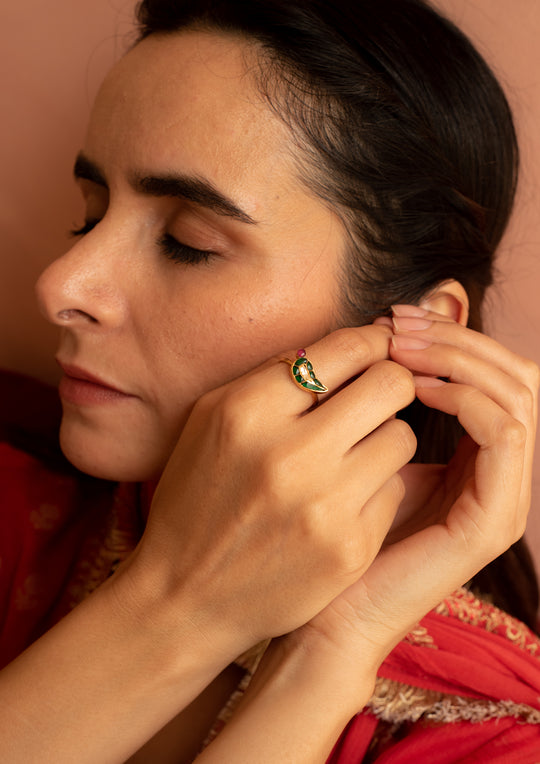 Sterling Silver Chiraiya Multicolored Ring (Adjustable)