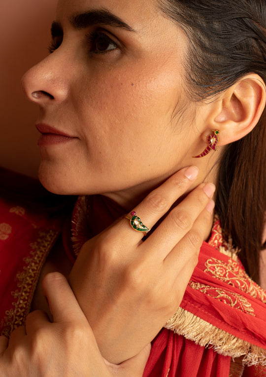 Sterling Silver Chiraiya Multicolored Ring (Adjustable)