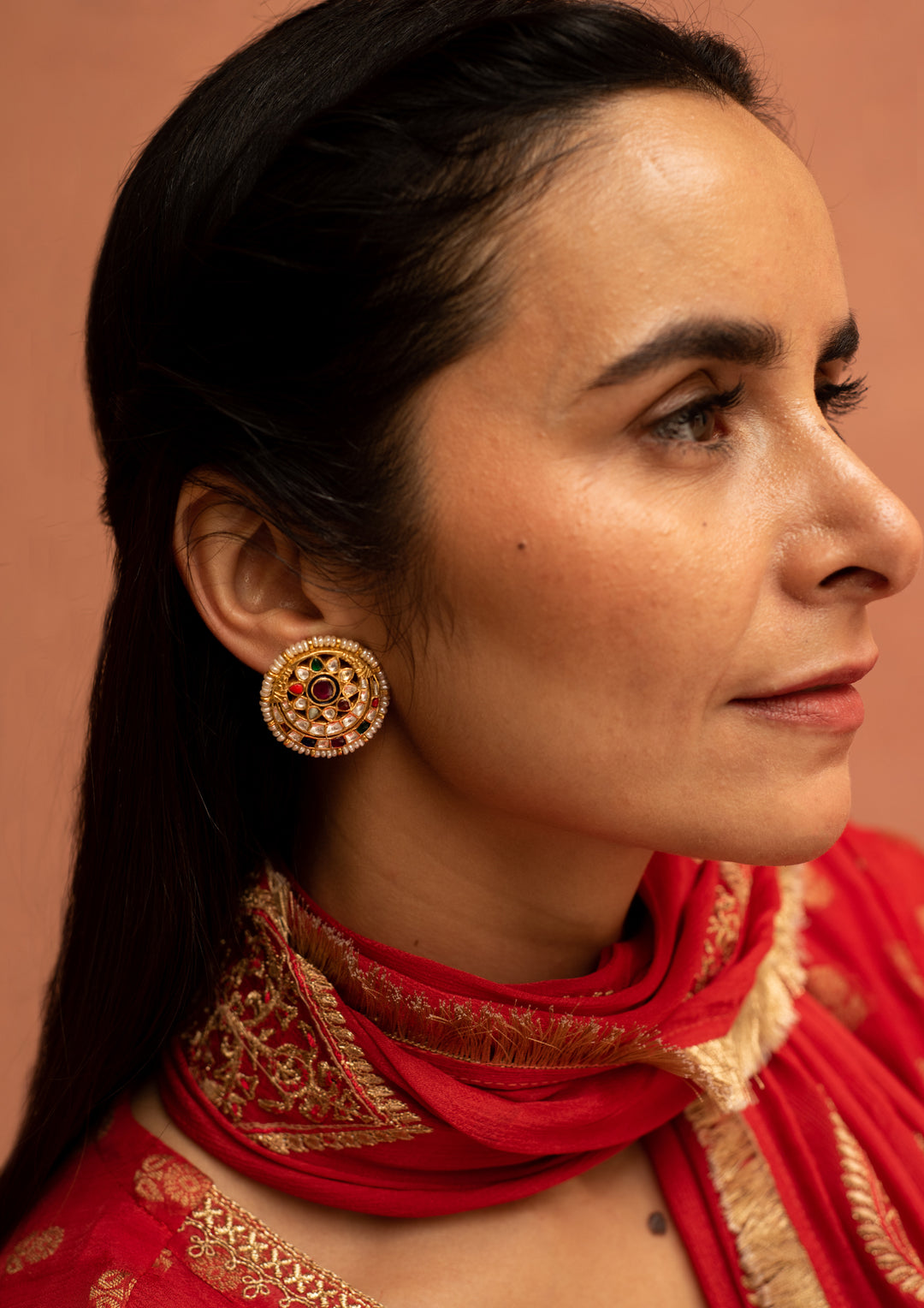 Bundi Navratna Studs Earrings