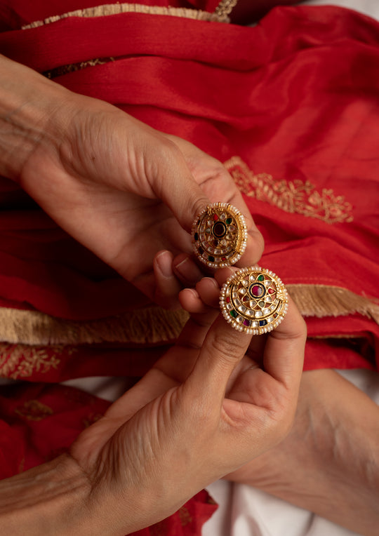 Bundi Navratna Studs Earrings