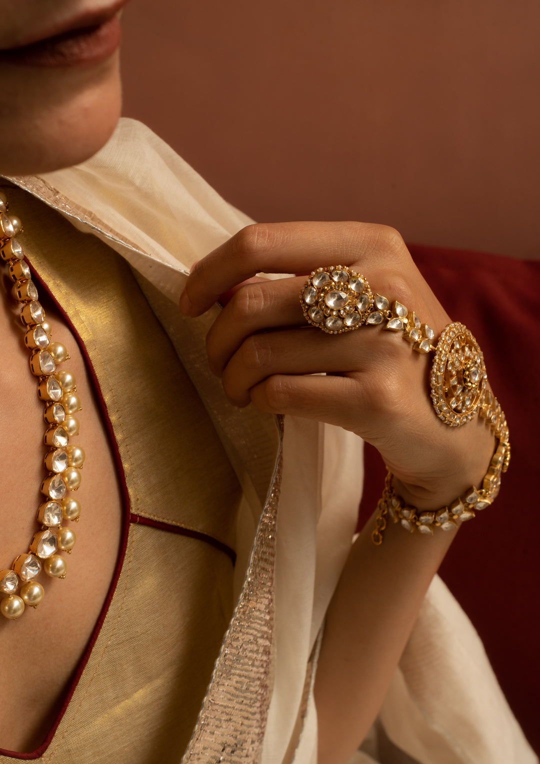 Almora Monochrome Multipurpose Single Hathphool Bracelet and Ring