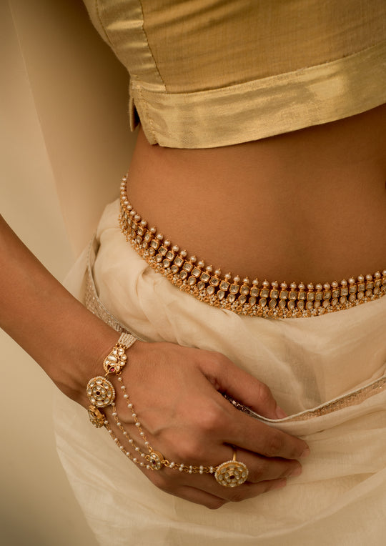 Sarayu Delicate Single Multipurpose Hathphool Bracelet and Ring
