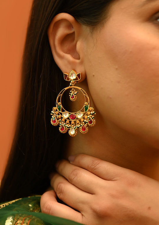 Multicolored Lotus Chaandbali