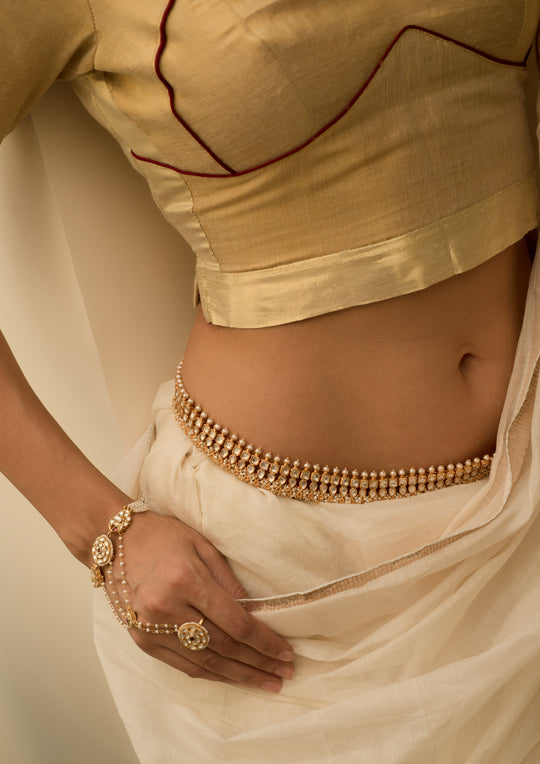 Golconda Kundan Multipurpose Kamarbandh and Necklace (Customized Size)