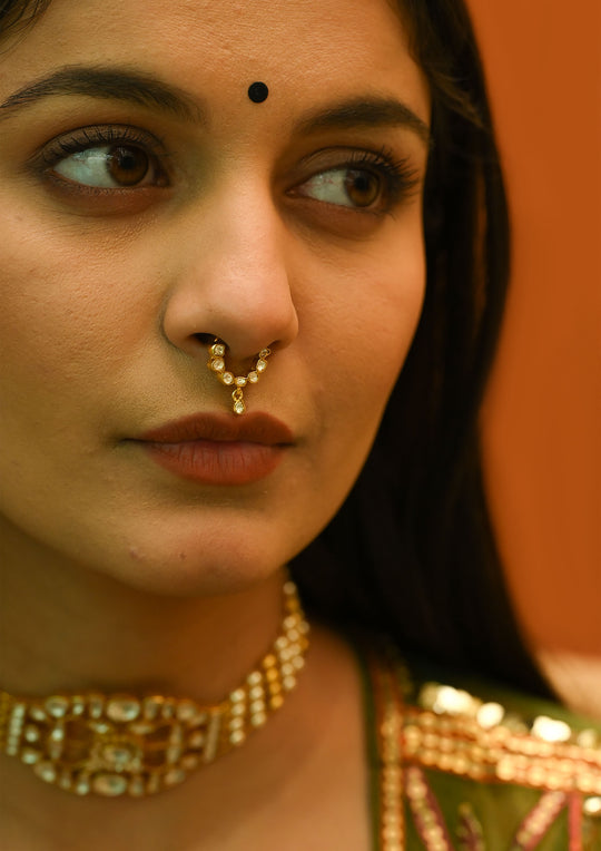 Sterling Silver Apsara Septum Clip-On Nath