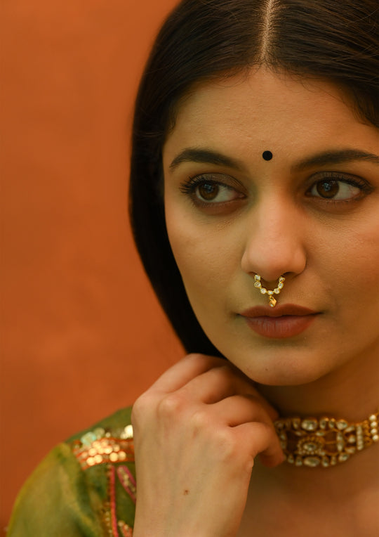 Sterling Silver Apsara Septum Clip-On Nath