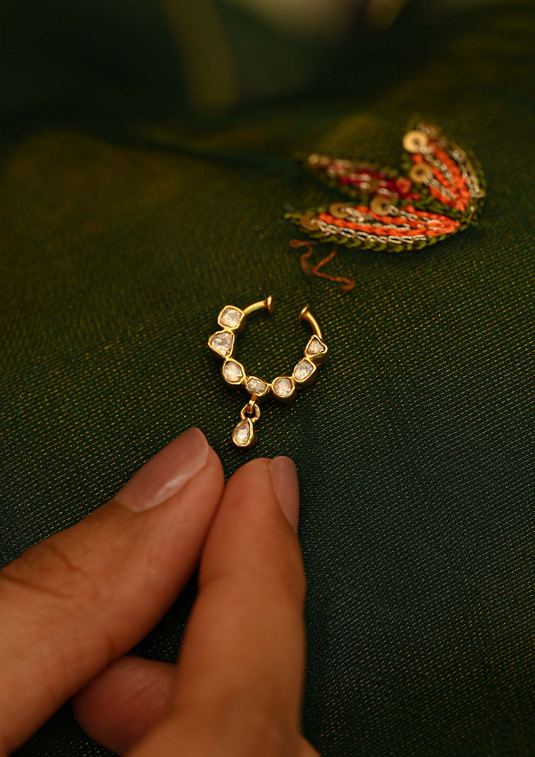 Sterling Silver Apsara Septum Clip-On Nath