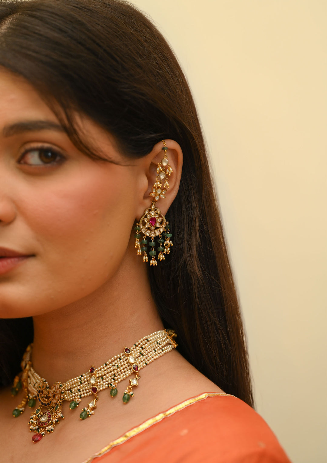 Sterling Silver Shabnam Earrings with Kanauti
