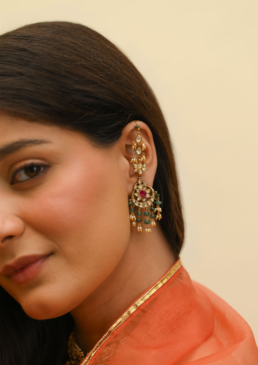 Sterling Silver Shabnam Earrings with Kanauti