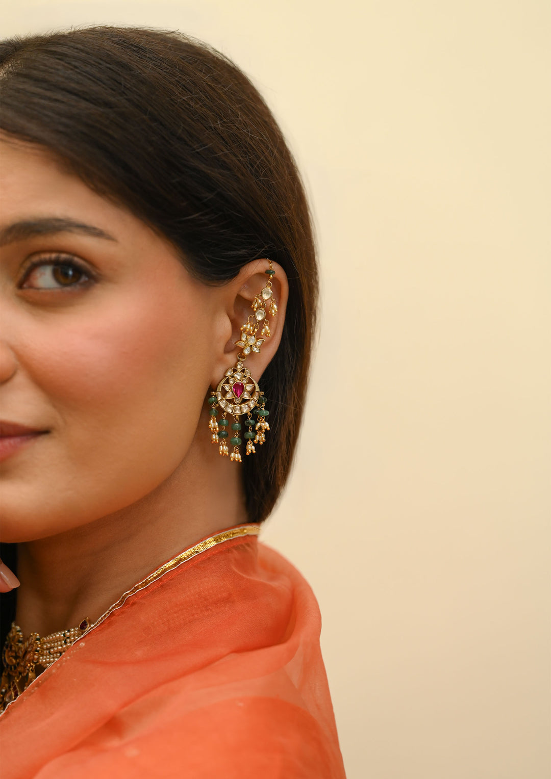 Sterling Silver Shabnam Earrings with Kanauti