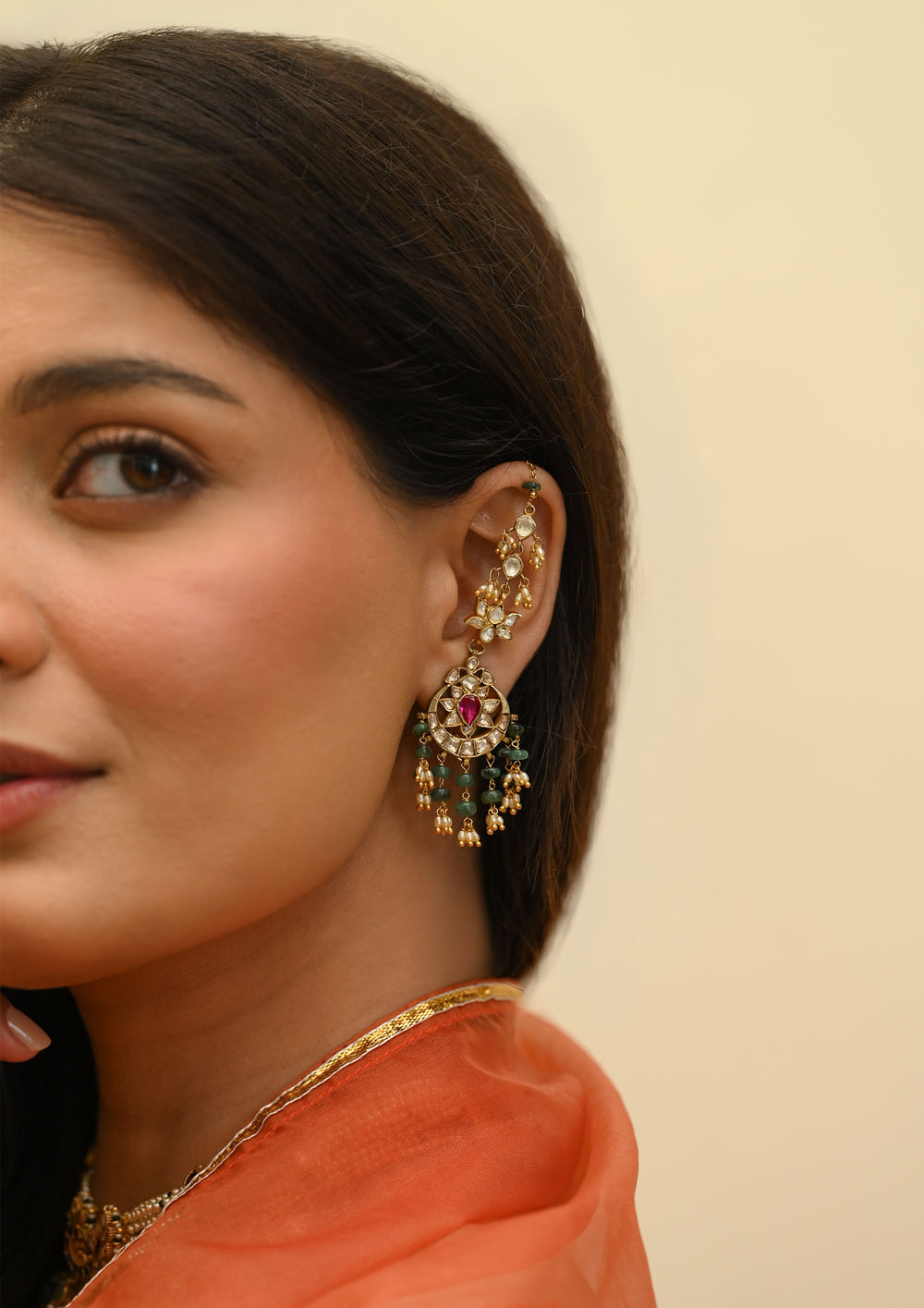 Sterling Silver Shabnam Earrings with Kanauti