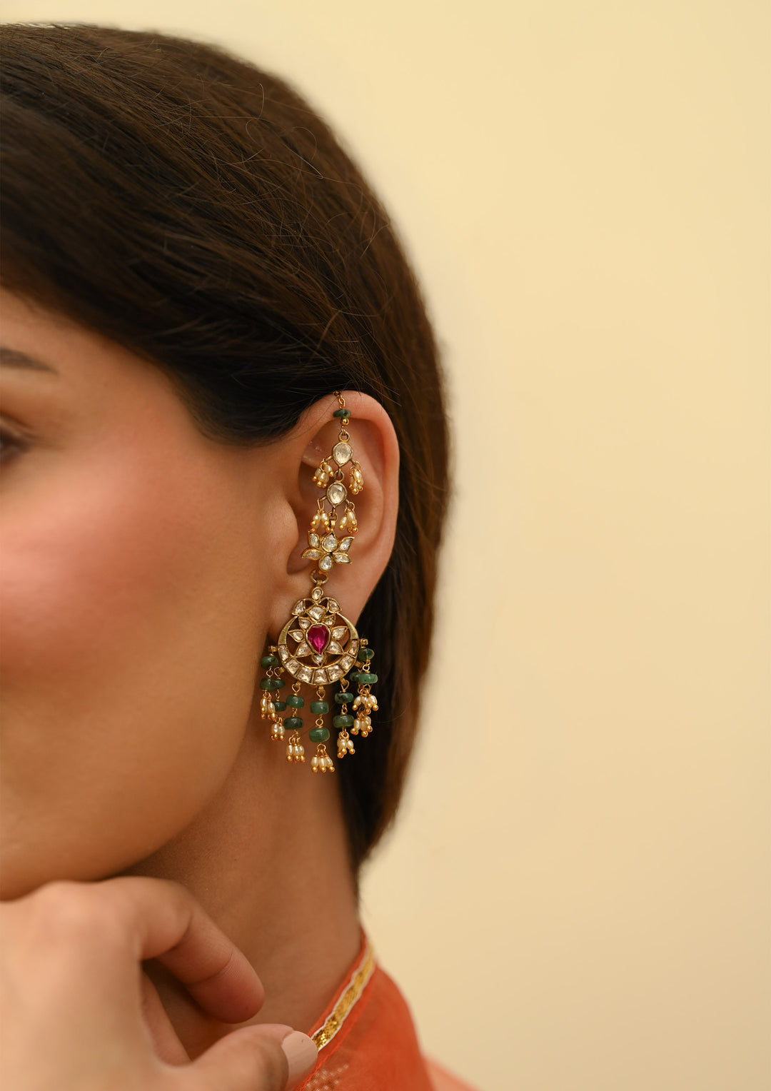Sterling Silver Shabnam Earrings with Kanauti