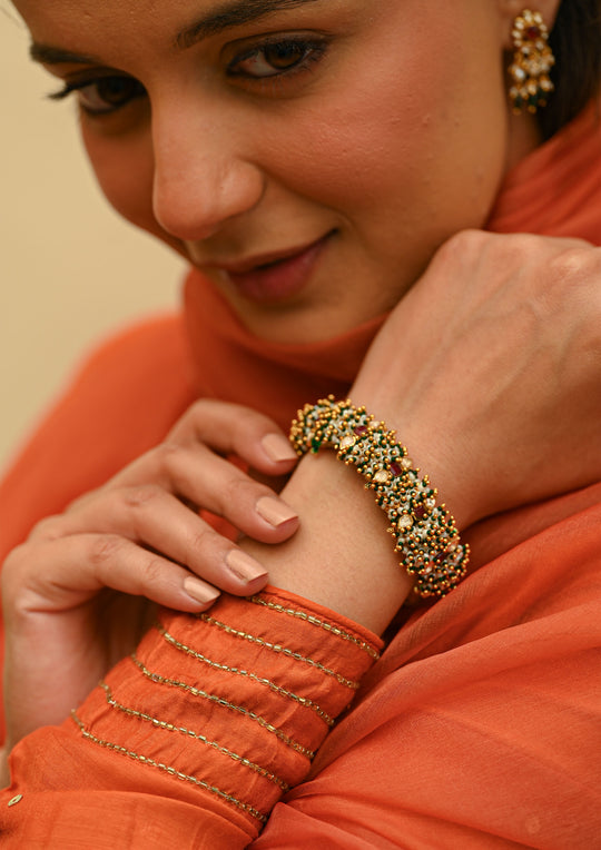Sterling Silver Albeliya Paunchi Bracelet (Customized Size)