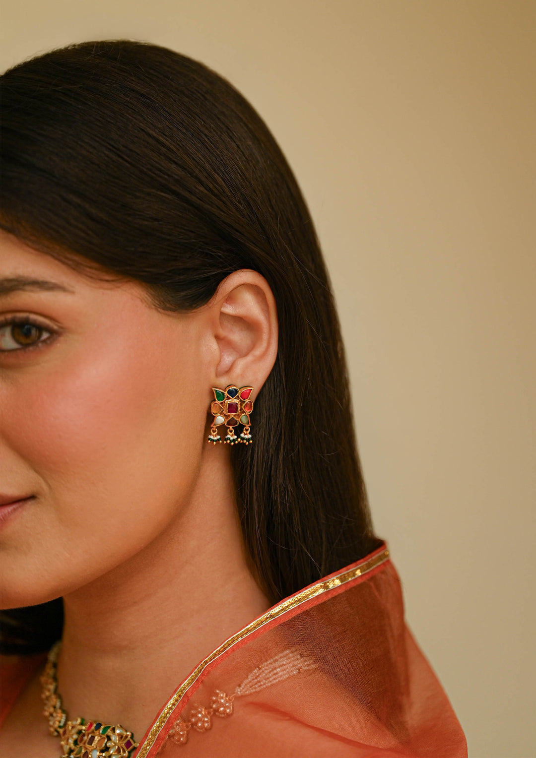 Chitranga Navratna Studs Earrings