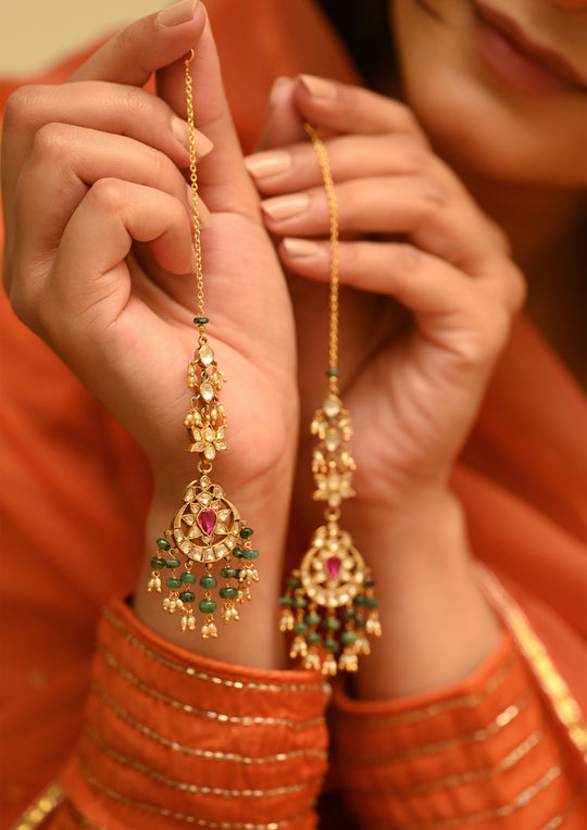 Sterling Silver Shabnam Earrings with Kanauti