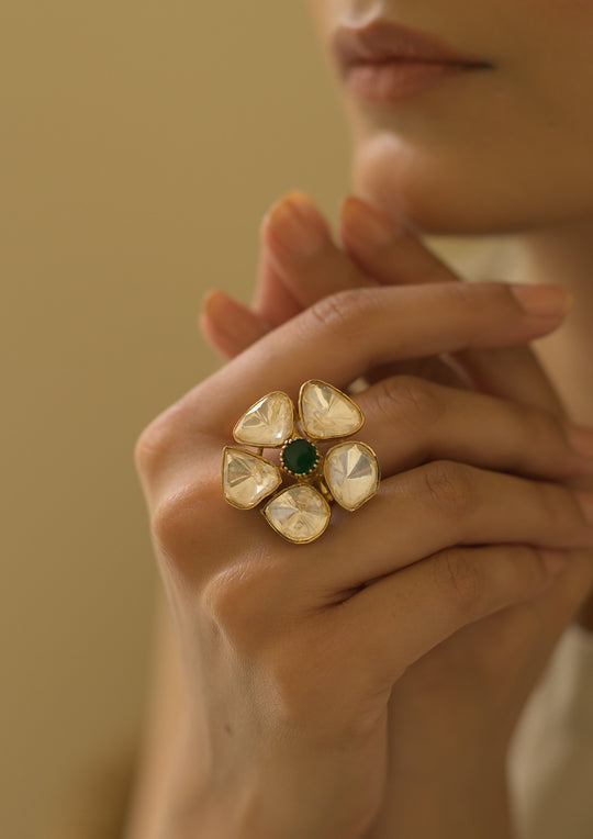 Sterling Silver Frangipani Ring with Adjustable Band