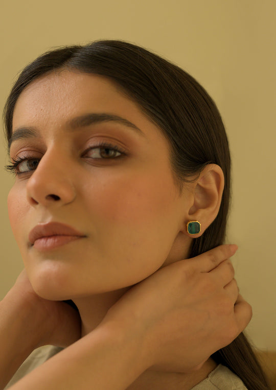 Sterling Silver Aam Panna Studs