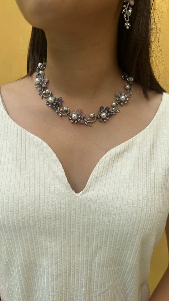 Periwinkle Necklace and Earrings