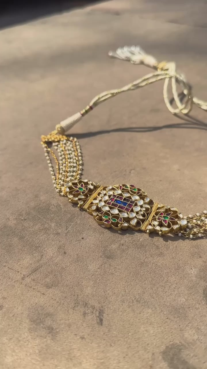 Navmi Sunlight Multicolored Choker With Pearl Strings
