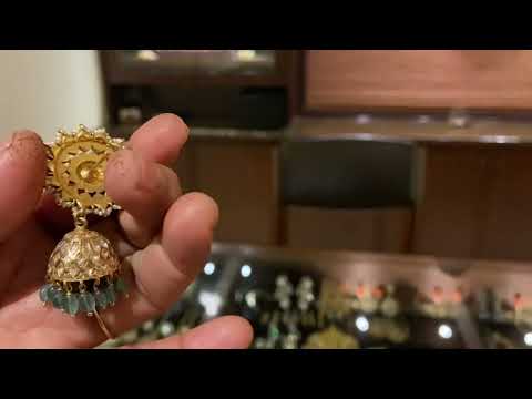 Sterling Silver Nakshatra Semi-Emeralds Jhumkas