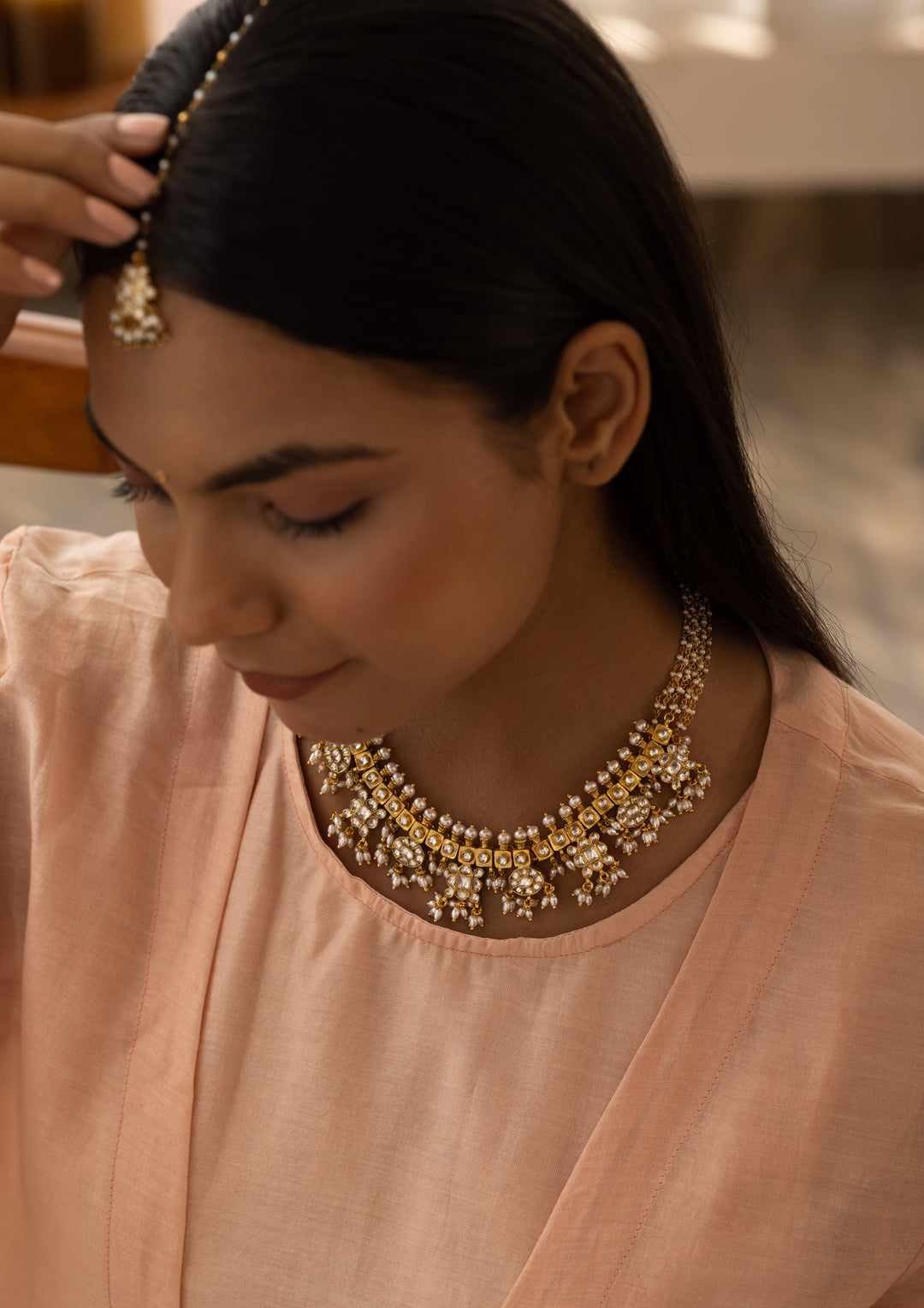 Minimalistic Gutapasallu Safeda Necklace
