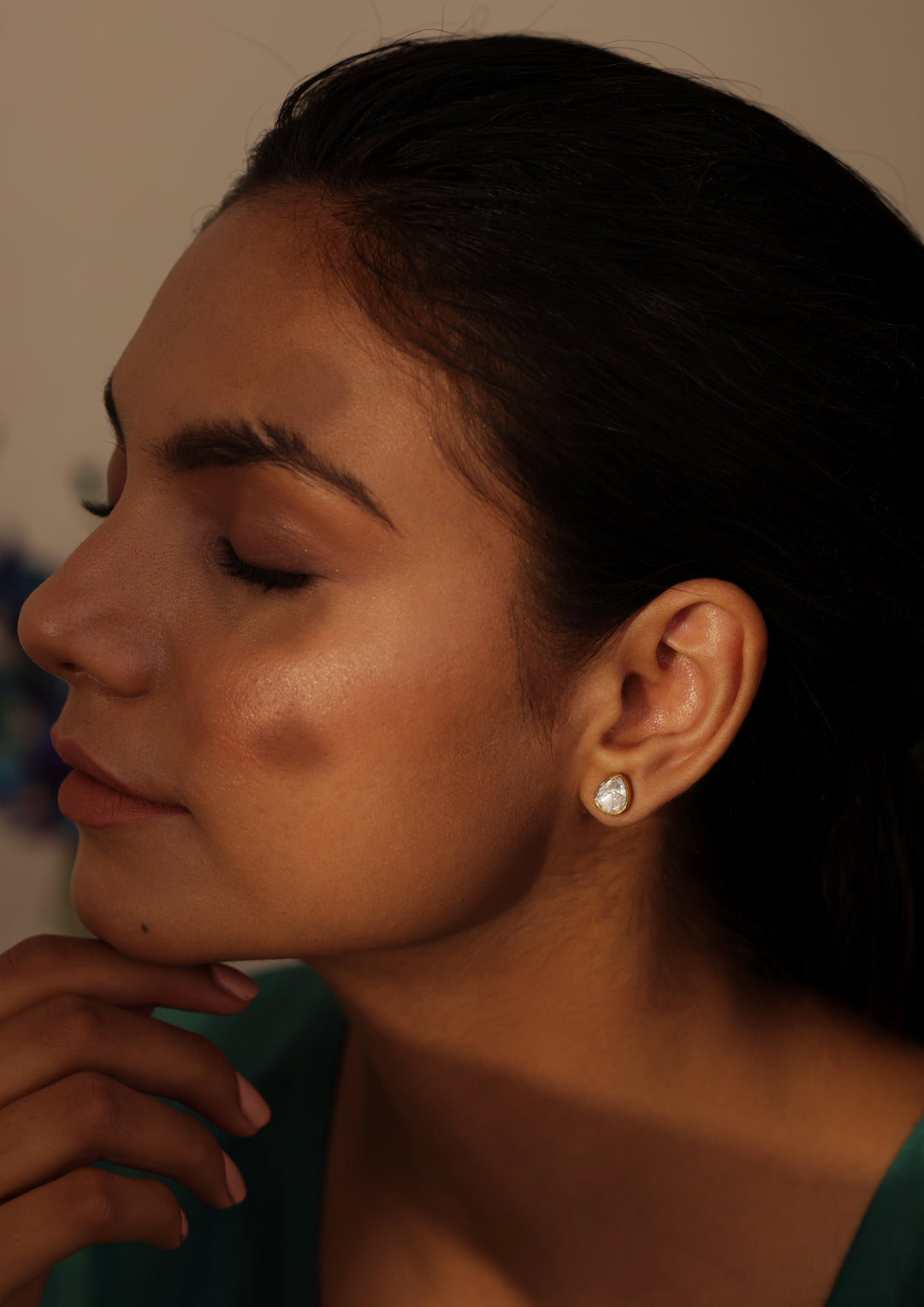 Sterling Silver Teardrop Ice Pebble Studs