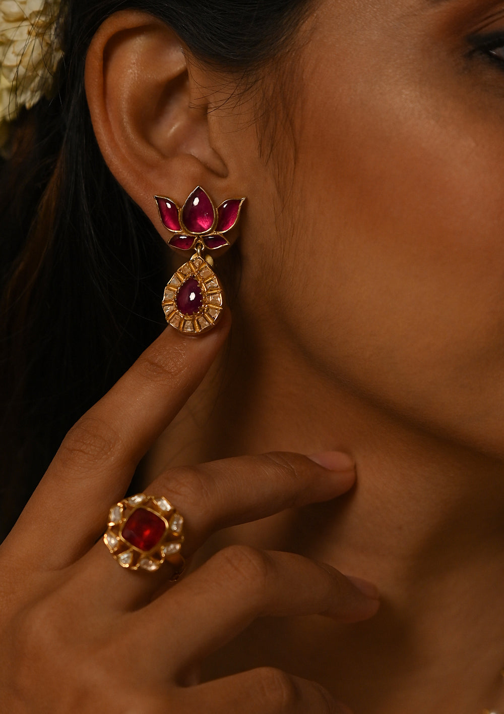 Sterling Silver Gulabi Lotus Earrings