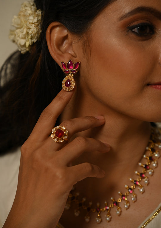 Sterling Silver Gulabi Lotus Earrings