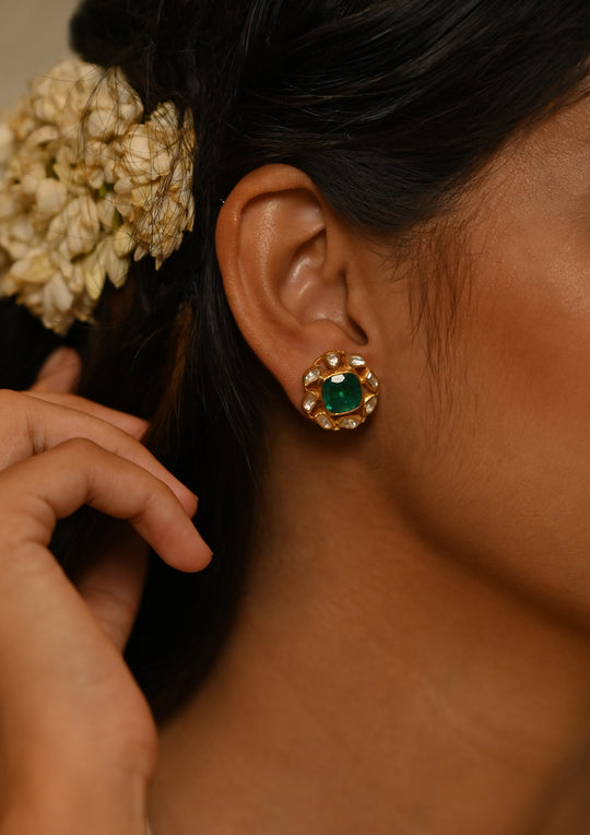 Sterling Silver Victoria Green Studs