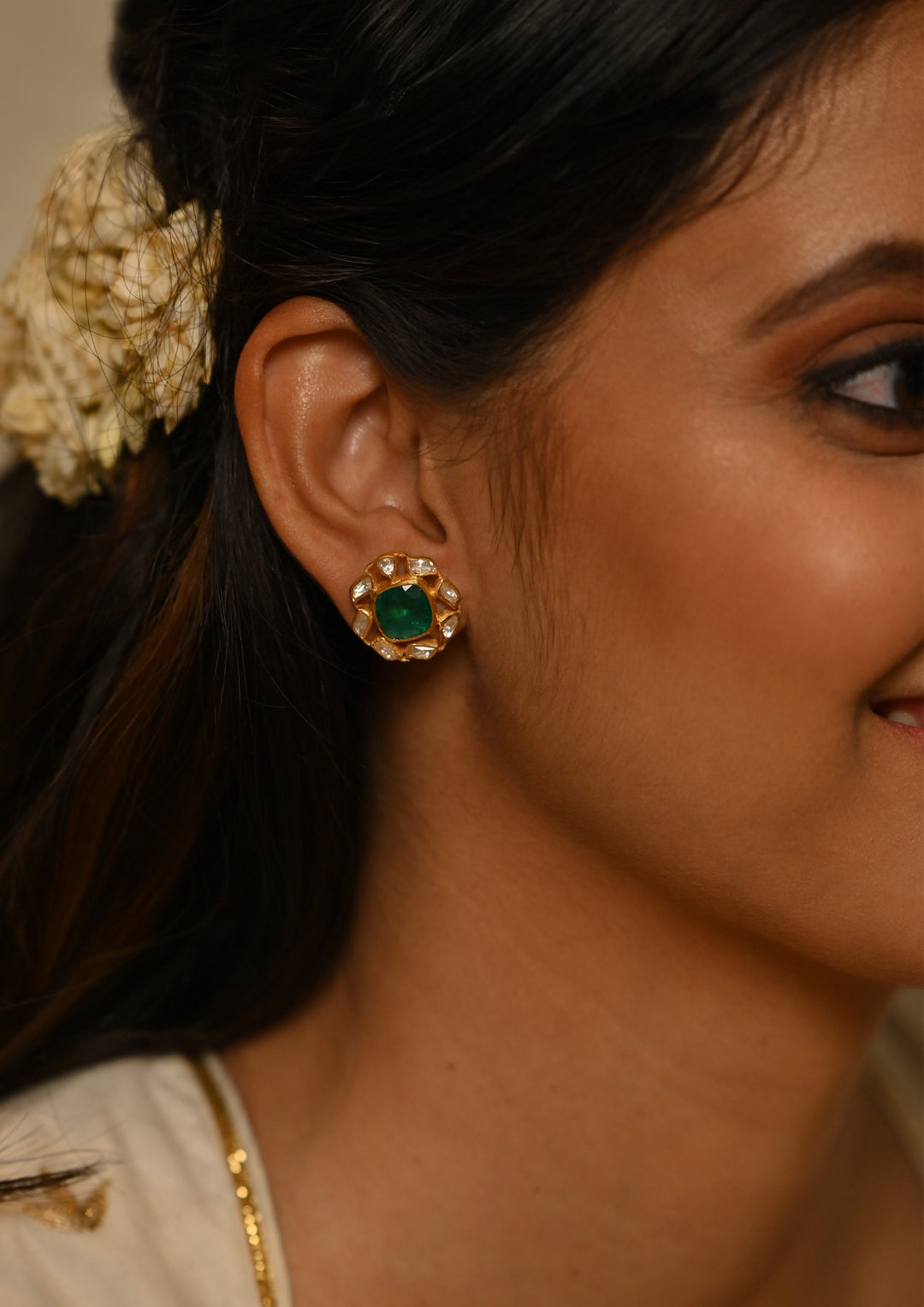 Sterling Silver Victoria Green Studs