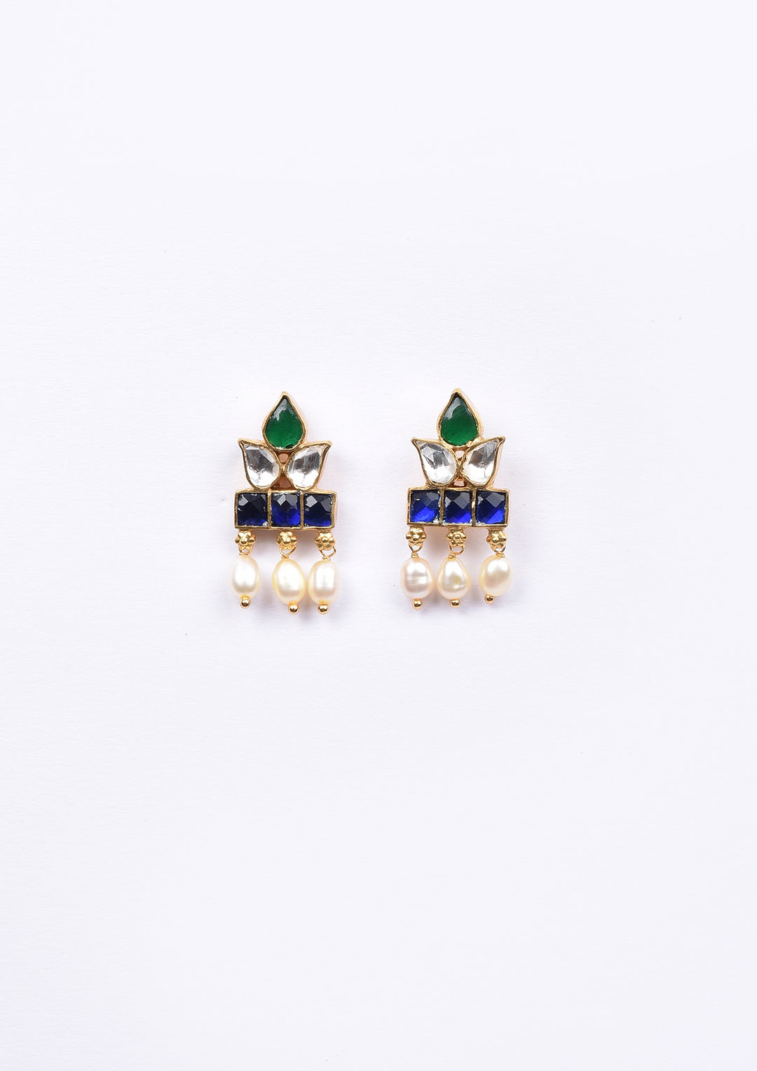 Dopehri Multicolored Leaf Hanging Studs With Pearl Drops