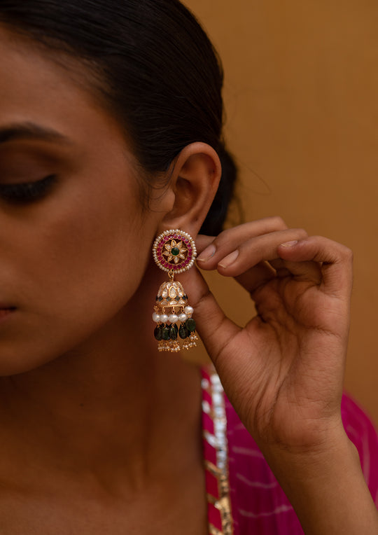 Sterling Silver Hariyali Jhumkas