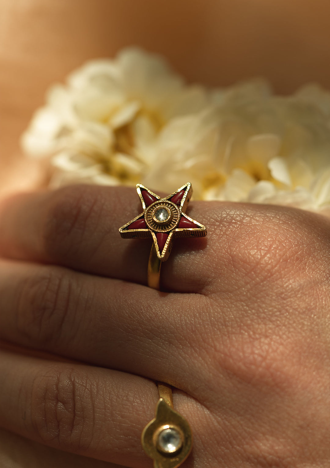 Coral Star Adjustable Tukra Ring