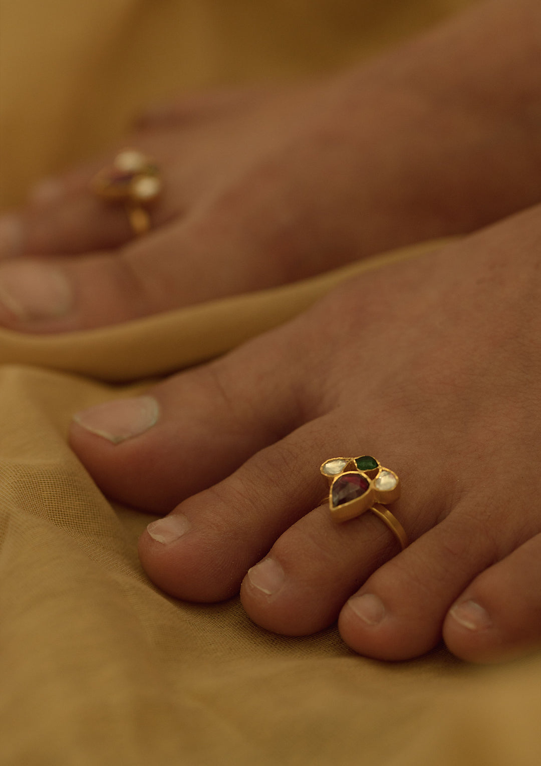 Multicolored Adjustable 'Tukra' Single Toe Ring